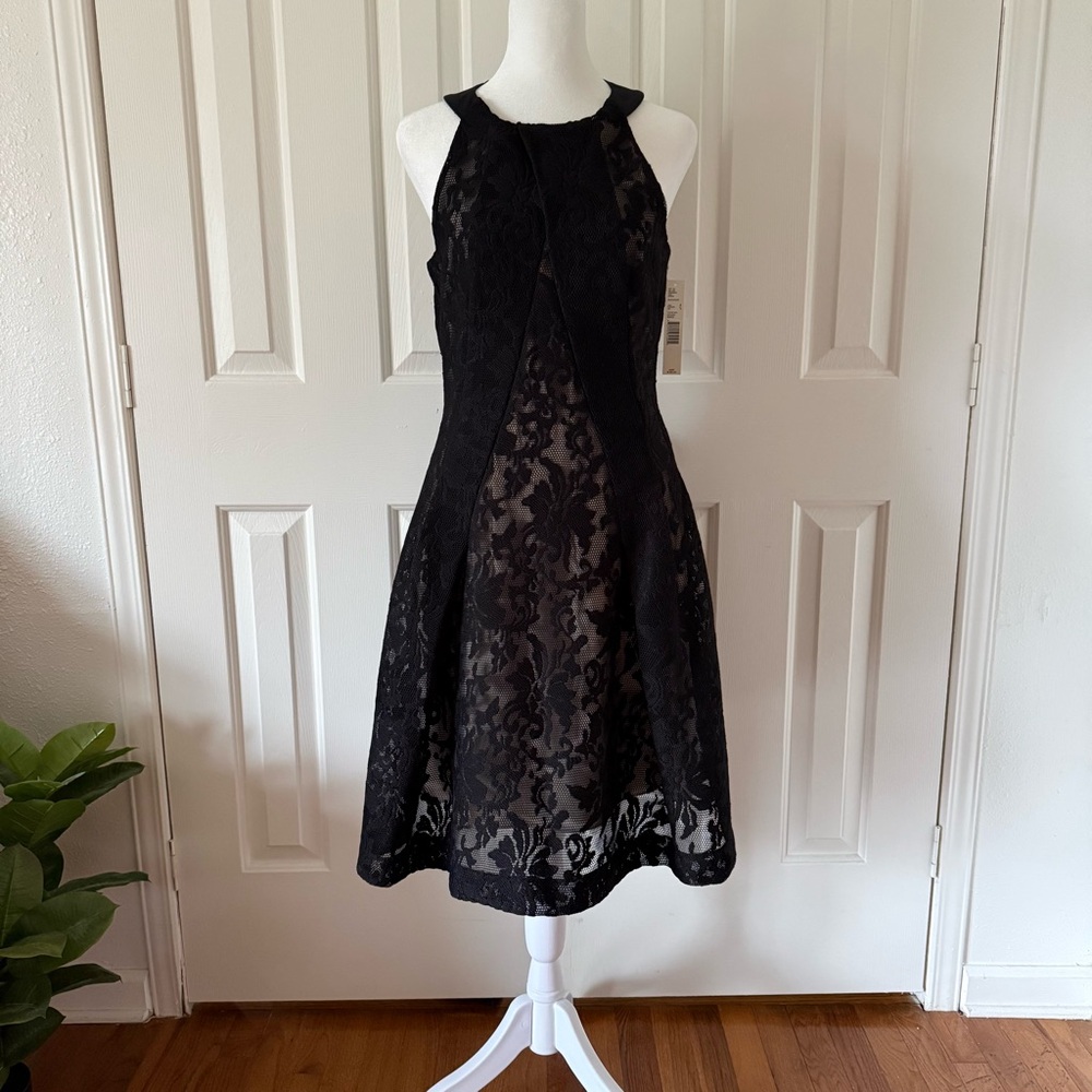 ANTONIO MELANI - Women’s Black Floral Lace Dress - Size 4 - NEW WITH TAGS  A0114